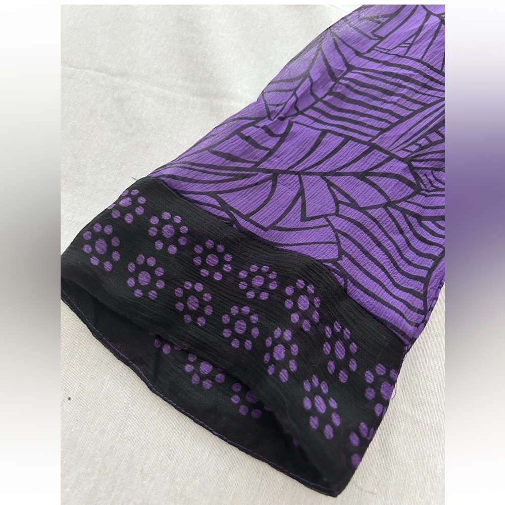 Silkland 100% silk fully lined purple/Black kimono style wrap blouse size small - Picture 9 of 12